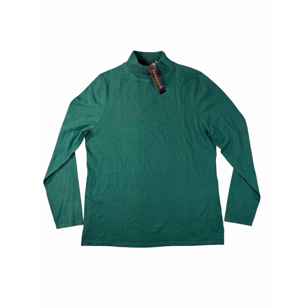 Pendleton Womens Green Mock Neck Sweater Silk Blend Pullover Medium NWT